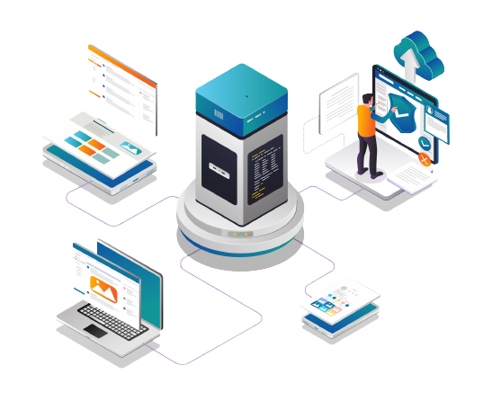 Ilustração de hospedagem e servidores